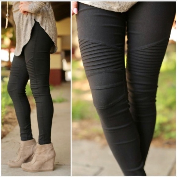 Infinity Raine Pants - LAST PAIR! Black Moto Leggings with Ankle Zipper